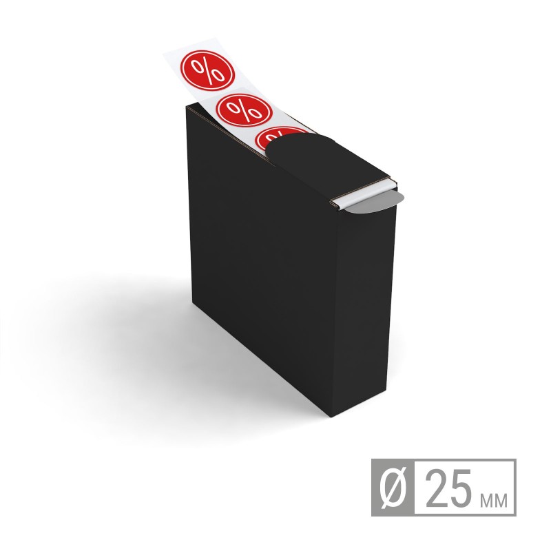 Etiketten auf Rolle | rund 25mm Etiketten in Spenderboxen Etiketten auf Rolle | rund 25mm Etiketten in Spenderboxen