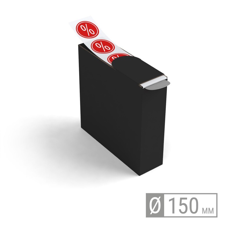 Etiketten auf Rolle | rund 150mm Etiketten in Spenderboxen