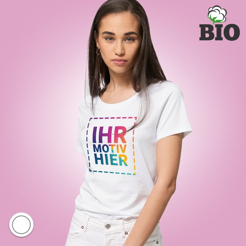 Premium Damen T-Shirt weiß Textildruck Premium Damen T-Shirt weiß Textildruck